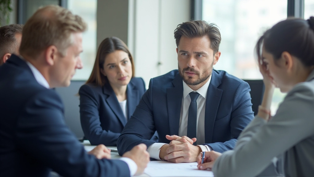 Профессиональное фото бизнесмена в офисе на встрече с коллегами